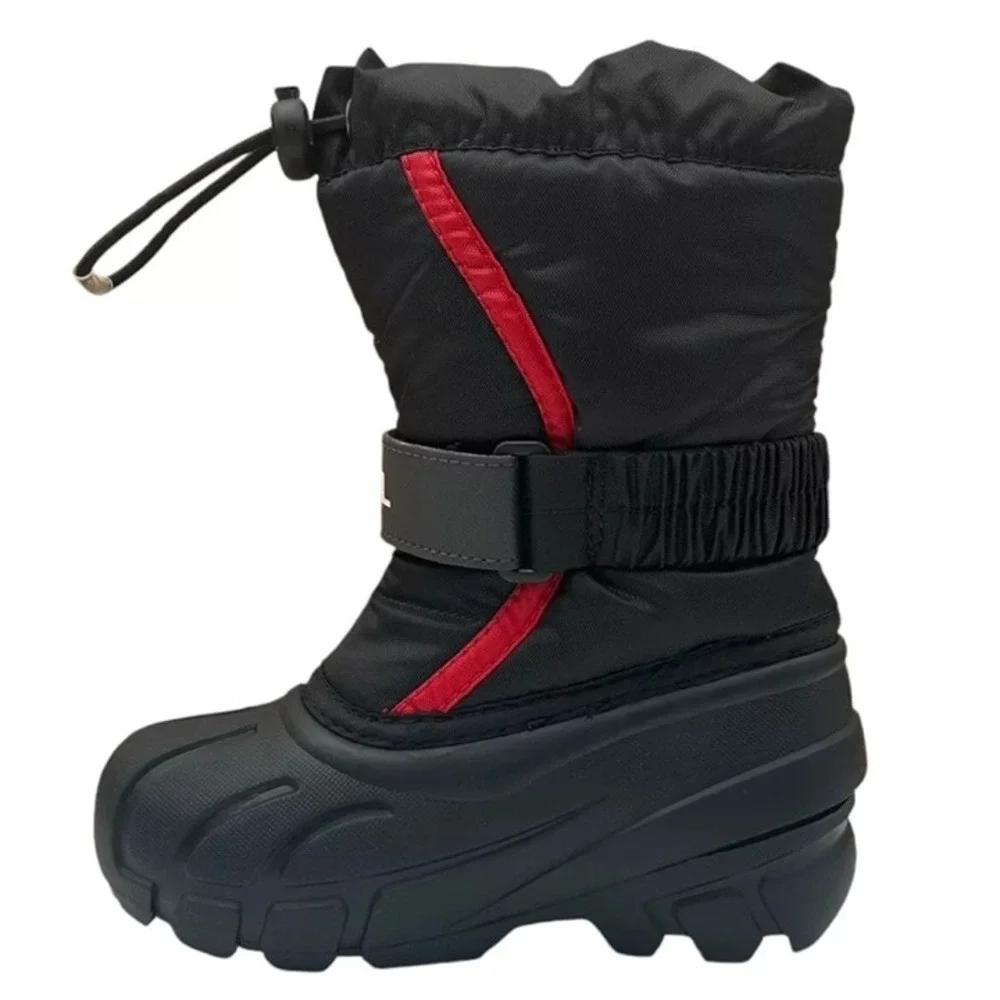 Sorel Toddler Boys Winter Snow Boots Size 9 Black Red Insulated Waterproof Shoes